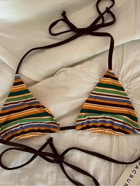 PacSun Multicolor Striped Triangle Bikini Top